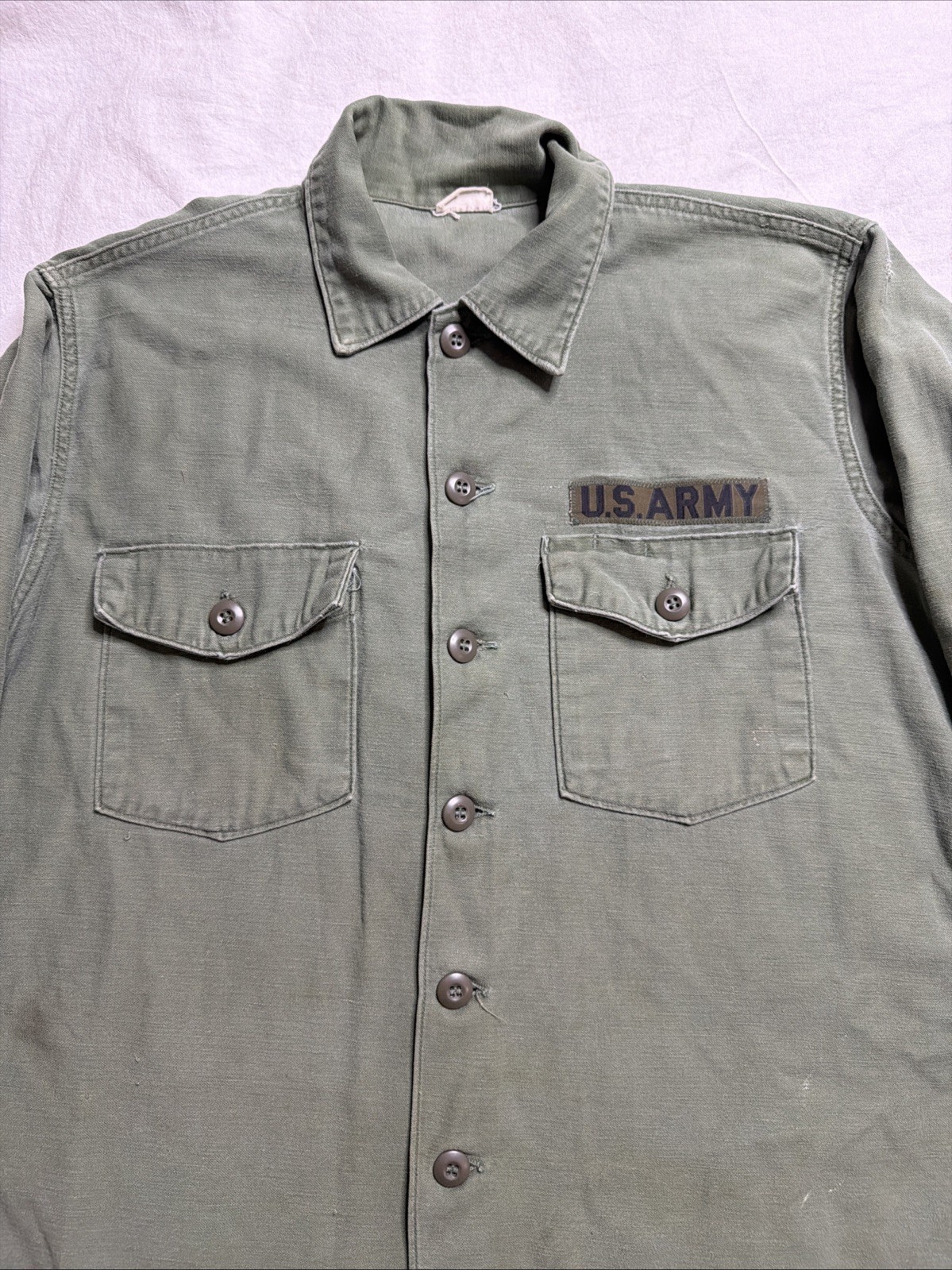 Vintage 60s Sateen Fatigue OG 107 XXL Shirt Vietnam 1960s Army Big Size Vintage 60s Sateen Fatigue OG 107 XXL Shirt Vietnam 1960s Army Big Size