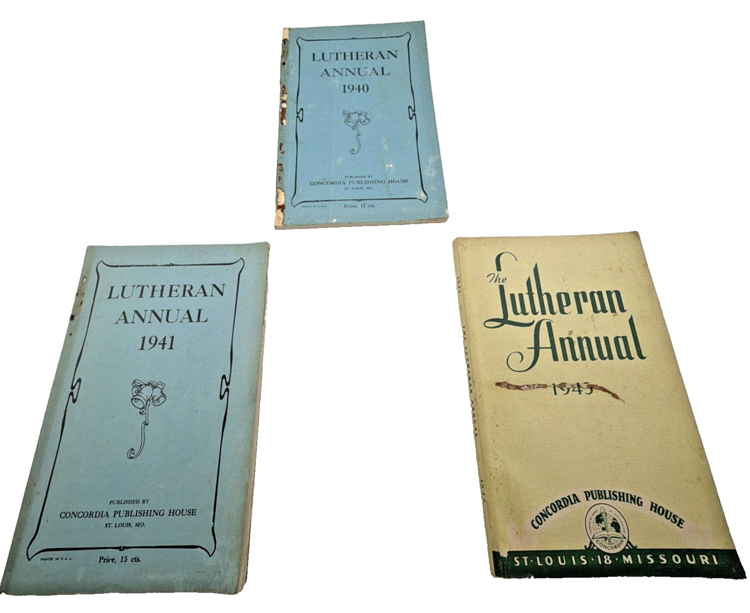 Lot of 3 Vintage 1940 1941 1945 Lutheran Annuals WWII Era Concordia Publishing