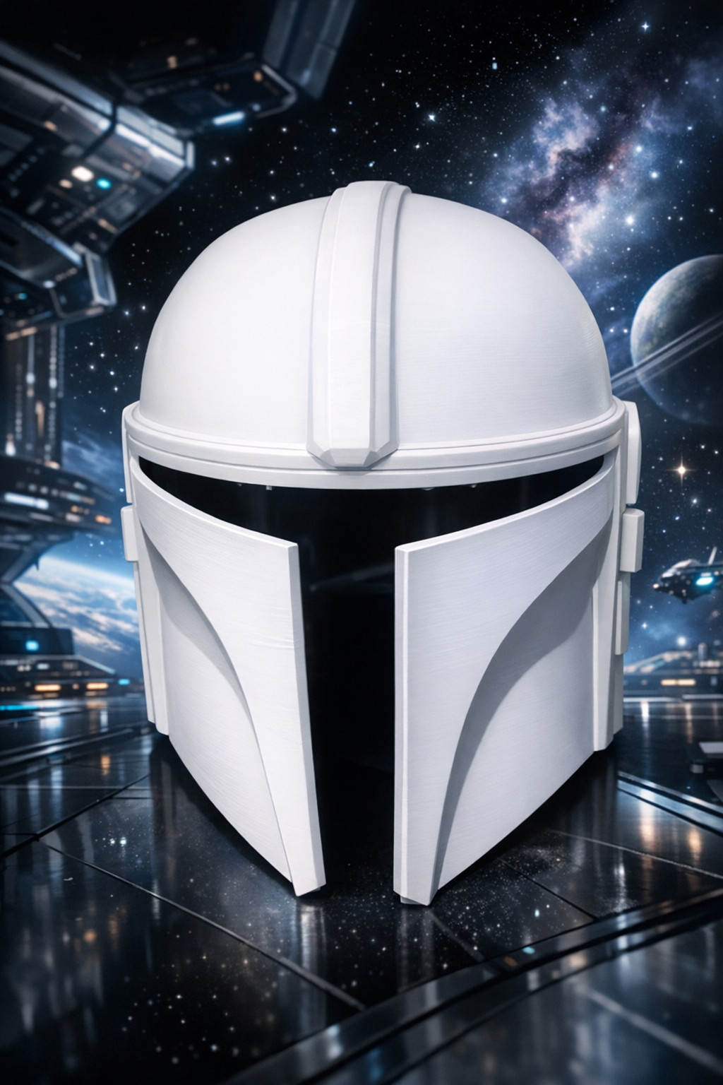 Star Wars The Mandalorian 3D Printed Helmet For Cosplay - White Star Wars The Mandalorian 3D Printed Helmet For Cosplay - White