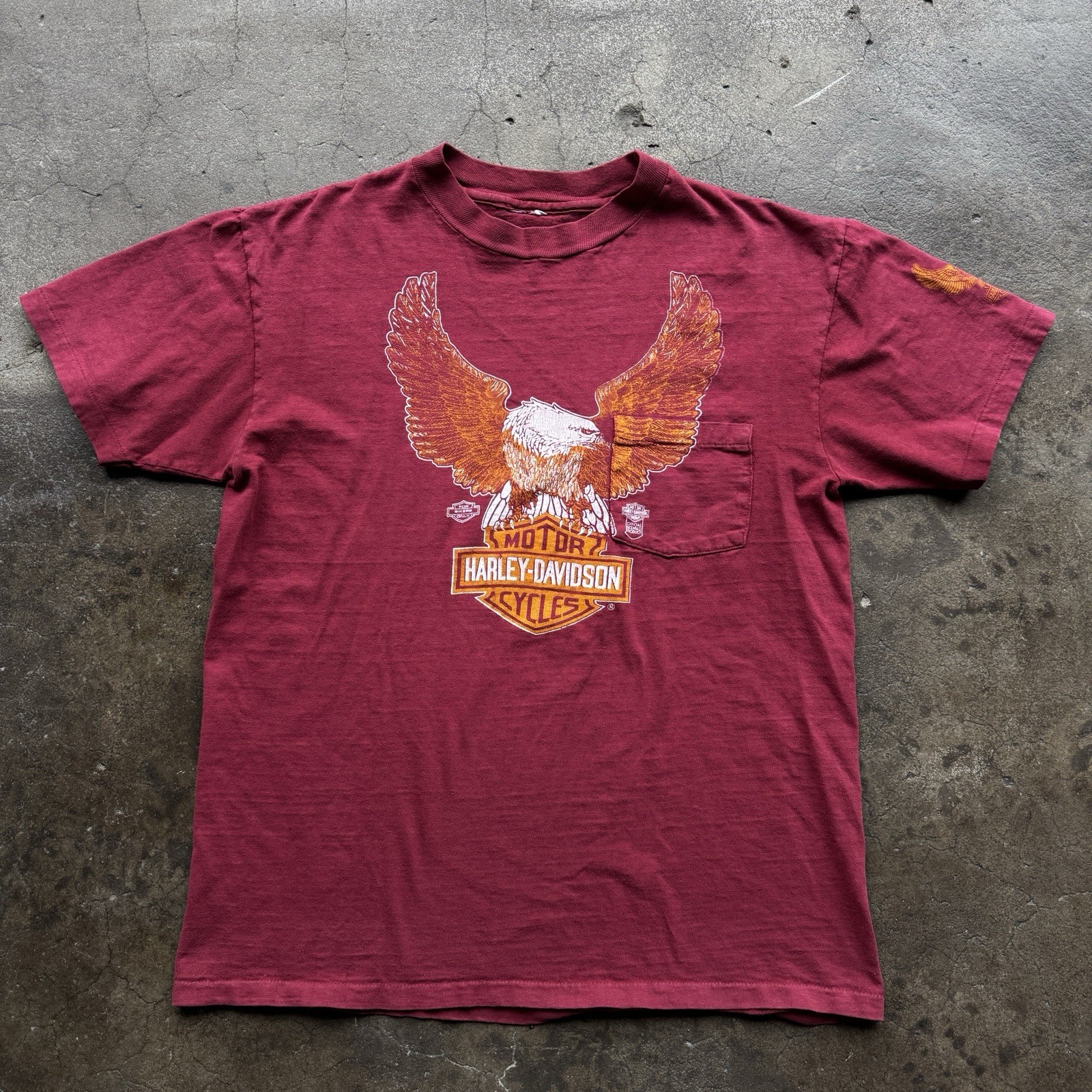 Vintage 70s 80s Harley Davidson Motorcycle EAGLE Logo Biker Shop T-Shirt USA M?
