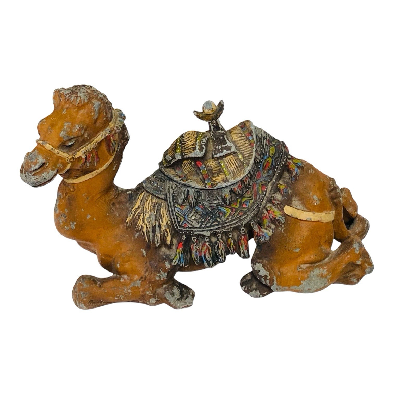 ANTIQUE 1900’s COLD PAINTED CAST METAL CAMEL INKWELL. ORIGINAL FINISH. NOTES ANTIQUE 1900’s COLD PAINTED CAST METAL CAMEL INKWELL. ORIGINAL FINISH. NOTES