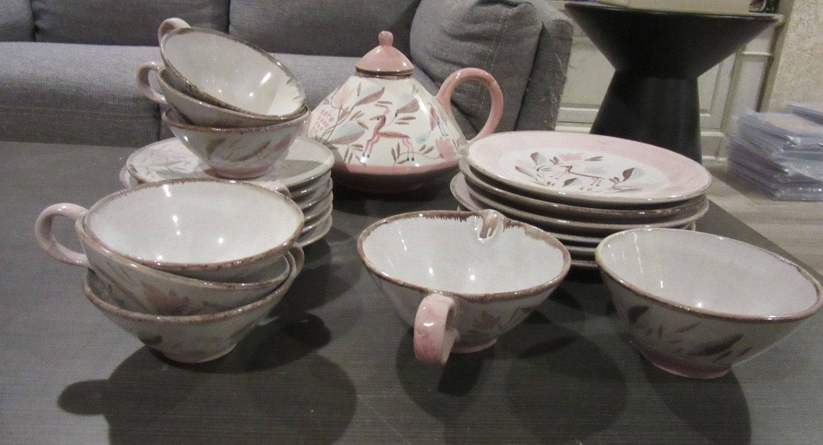 21 Pc Else Dorr Velten Vordamm Bauhaus Glazed Earthenware Tea Set CA. 1930 RARE