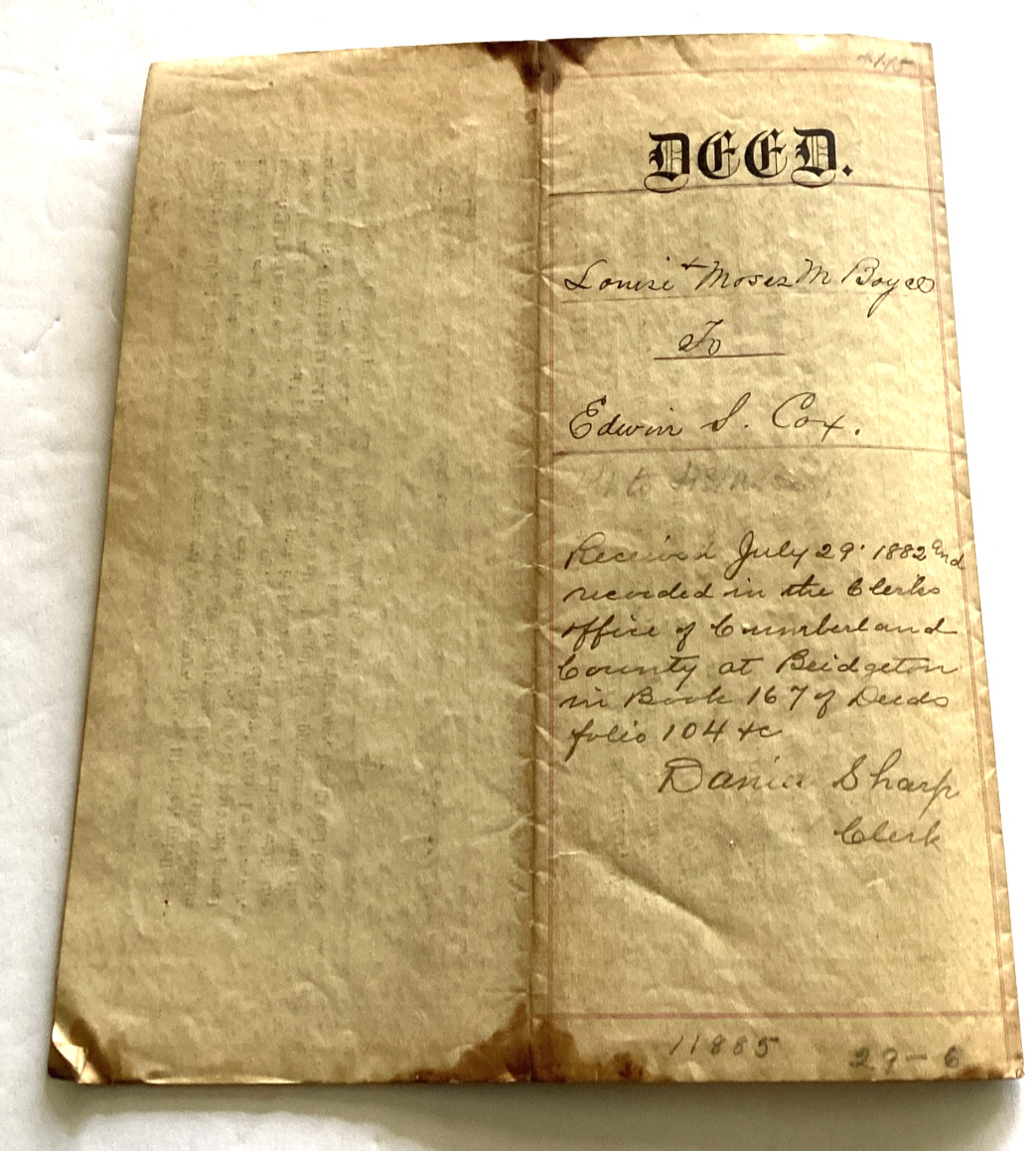 Indenture 1882 Edwin S Cox Frankford Philadelphia Moses Boyer Signed Landis NJ Indenture 1882 Edwin S Cox Frankford Philadelphia Moses Boyer Signed Landis NJ