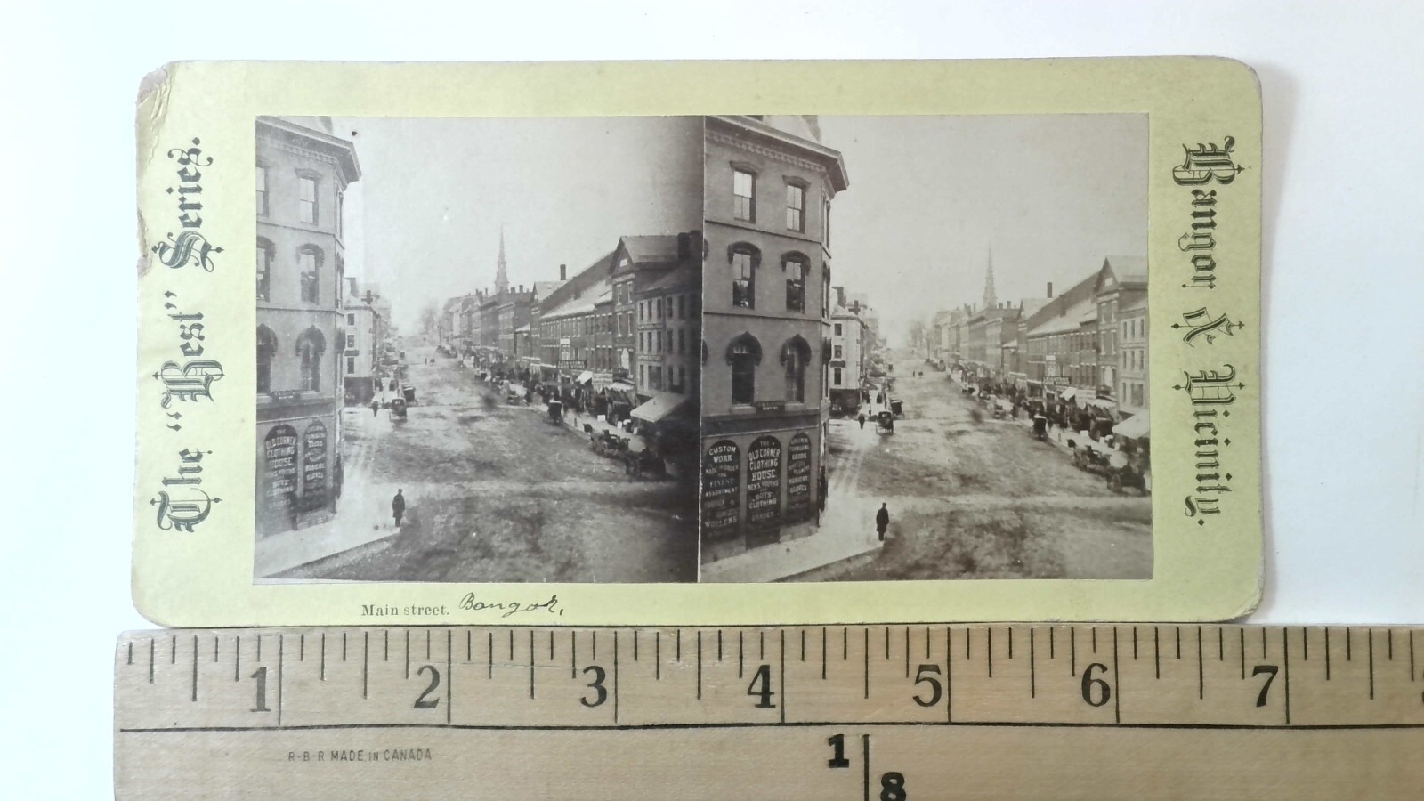 Bangor Maine Main Street Stereoview The Bangor News Co. 1880s Old Corner