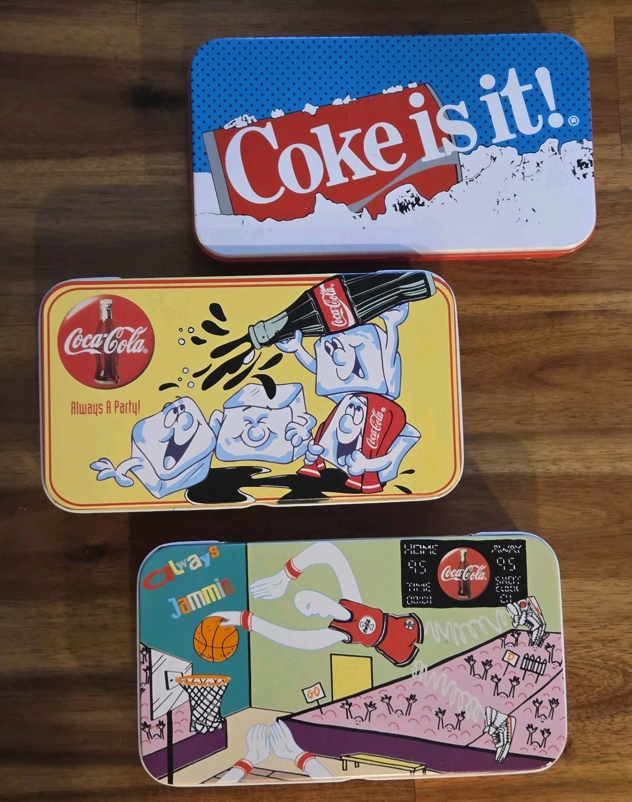 Vintage Coca-Cola Collector Tins Lot of 3 - Coke Is It Always Jammin