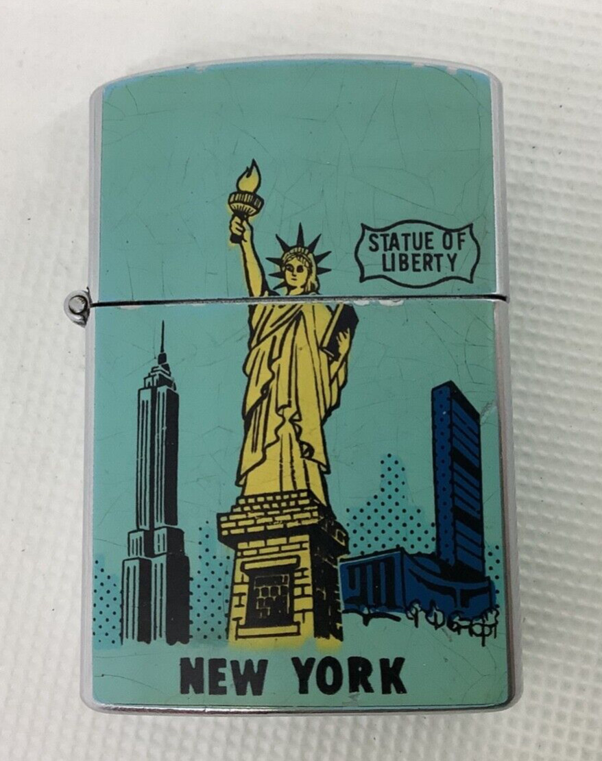 RARE Vtg NYC Empire State Building Statue of Liberty Souvenir POCKET LIGHTER #2