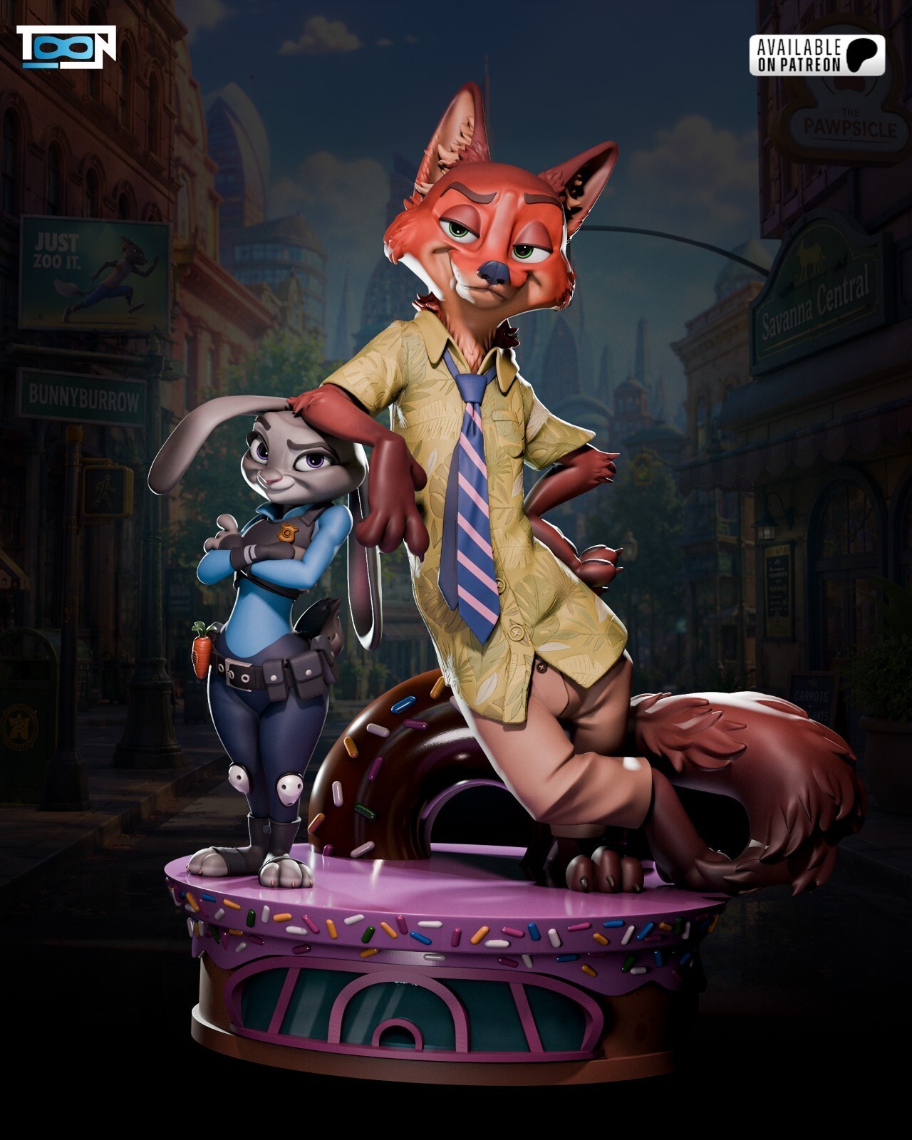 1:8 Nick & Judy Zootopia Fan Art UNPAINTED High Quality Garage Kit