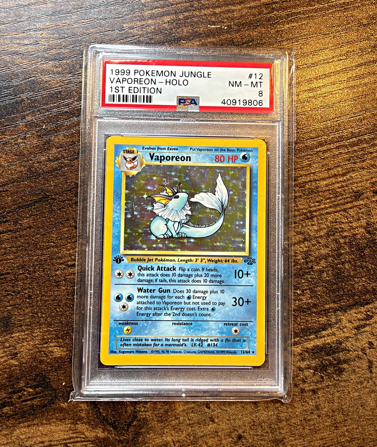 Vaporeon 1st Edition Holo PSA 8 - Jungle Pokemon Vaporeon 1st Edition Holo PSA 8 - Jungle Pokemon