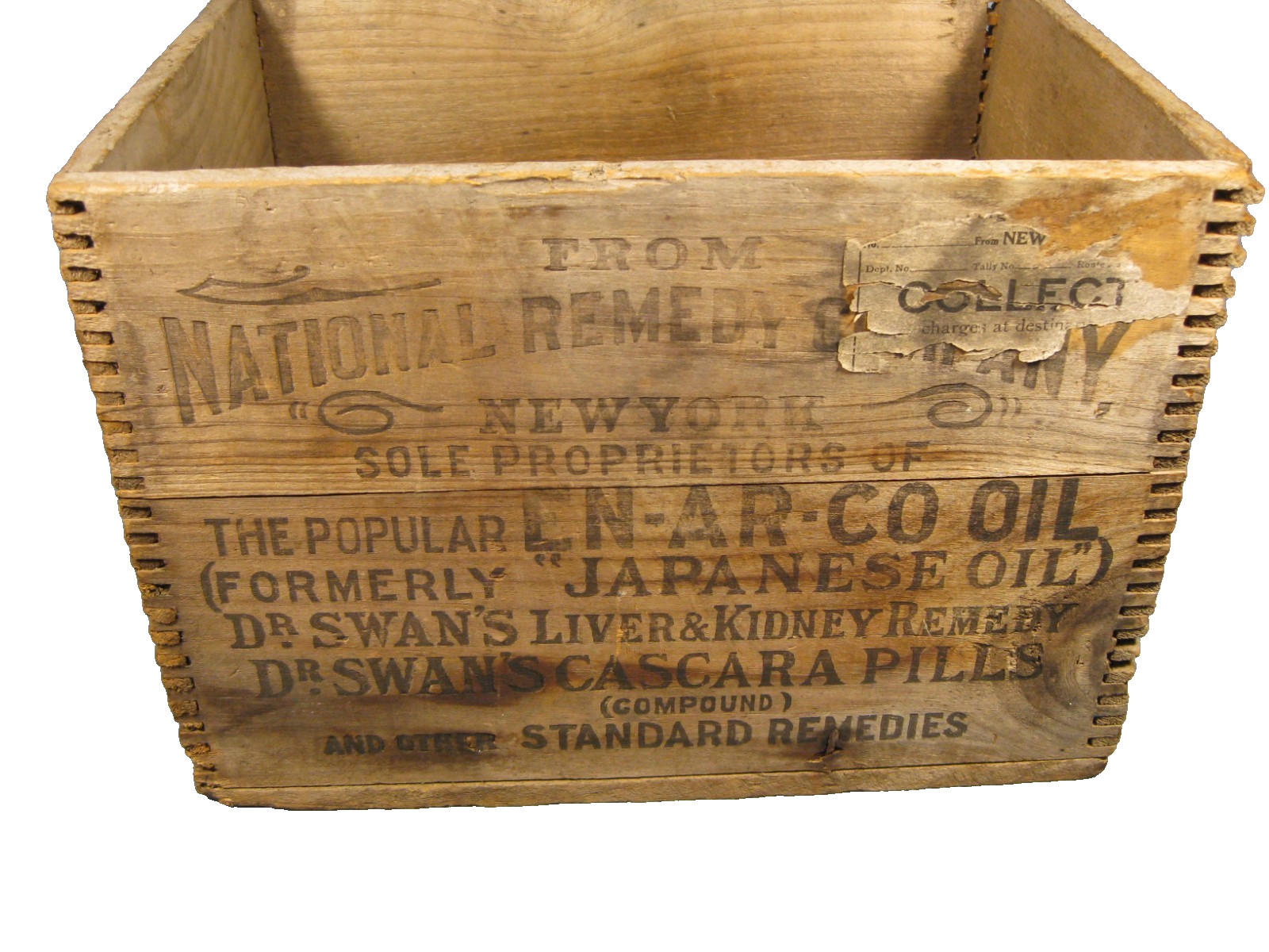 Rare Antique Wooden Dovetailed National Remedy Company Pill Box Rare Antique Wooden Dovetailed National Remedy Company Pill Box