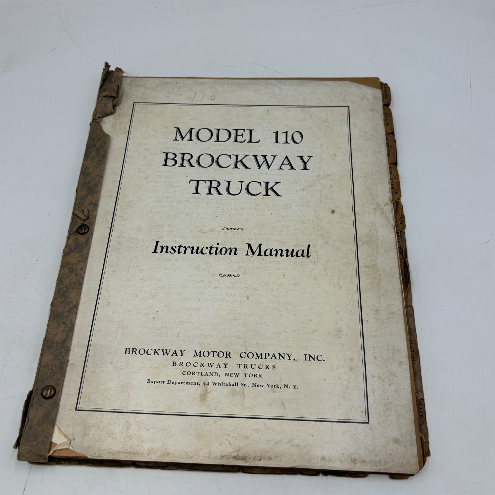 Brockway Model 110 Truck Instruction Manual Vintage Factory Service Repair Book Brockway Model 110 Truck Instruction Manual Vintage Factory Service Repair Book