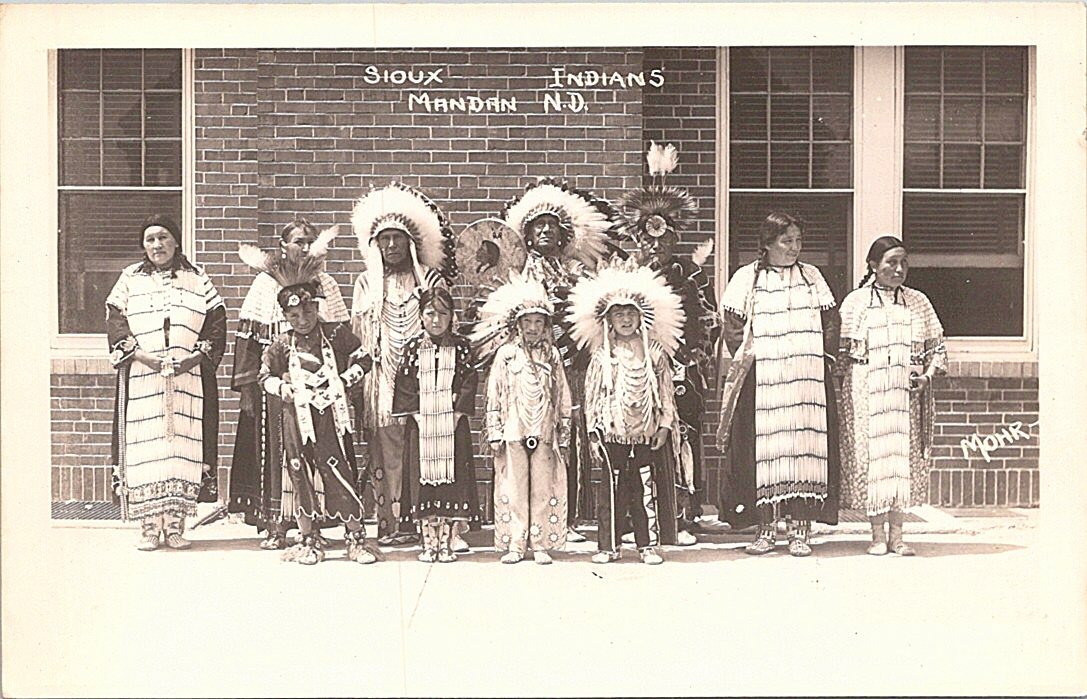 RPPC Mandan North Dakota Sioux Indians Street Scene 1940s era Ethnic
