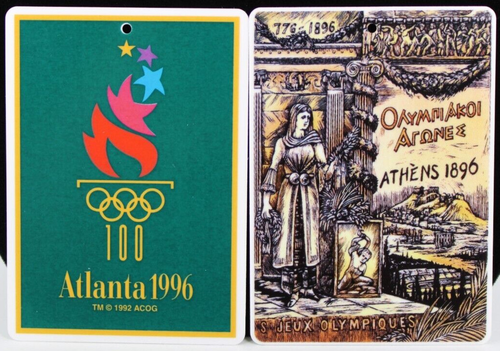 HALLMARK SET OF 2 CERAMIC PLAQUES 1996 OLYMPICS ATLANTA 1992 ORNAMENTS VINTAGE