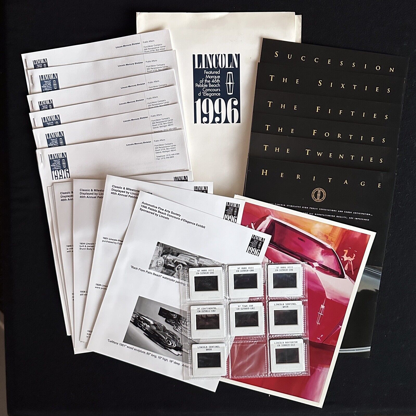 1996 Pebble Beach Concours Lincoln Press Kit Slides Photos Continental Capri 