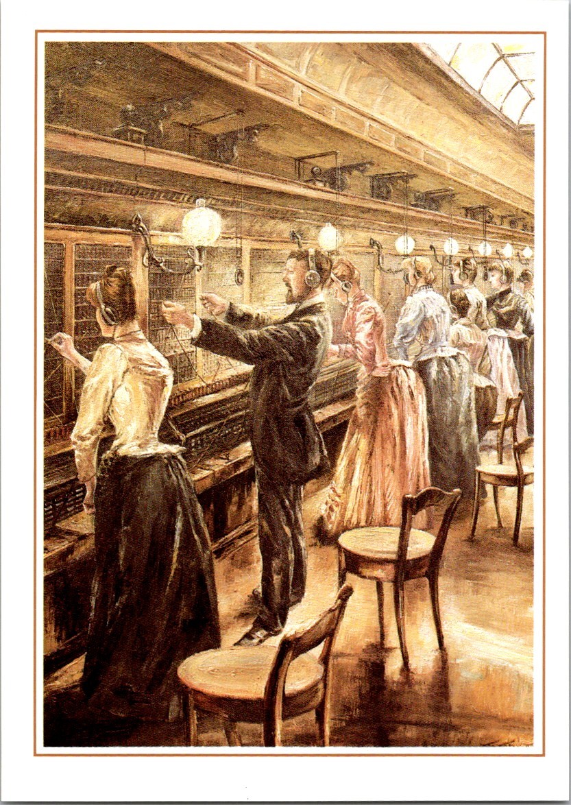 Berlin Telephone Exchange Room Workers Vintage Art Continental Postcard B926 Berlin Telephone Exchange Room Workers Vintage Art Continental Postcard B926