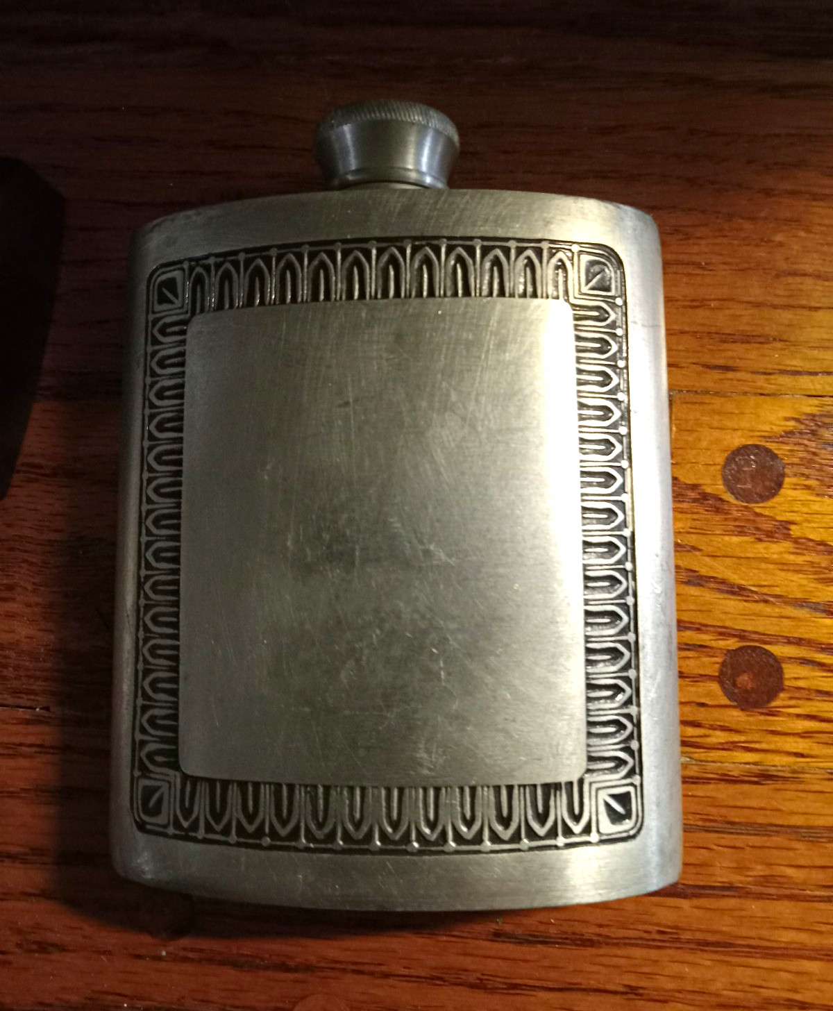 Selwin Pewter Hip Flask Embossed