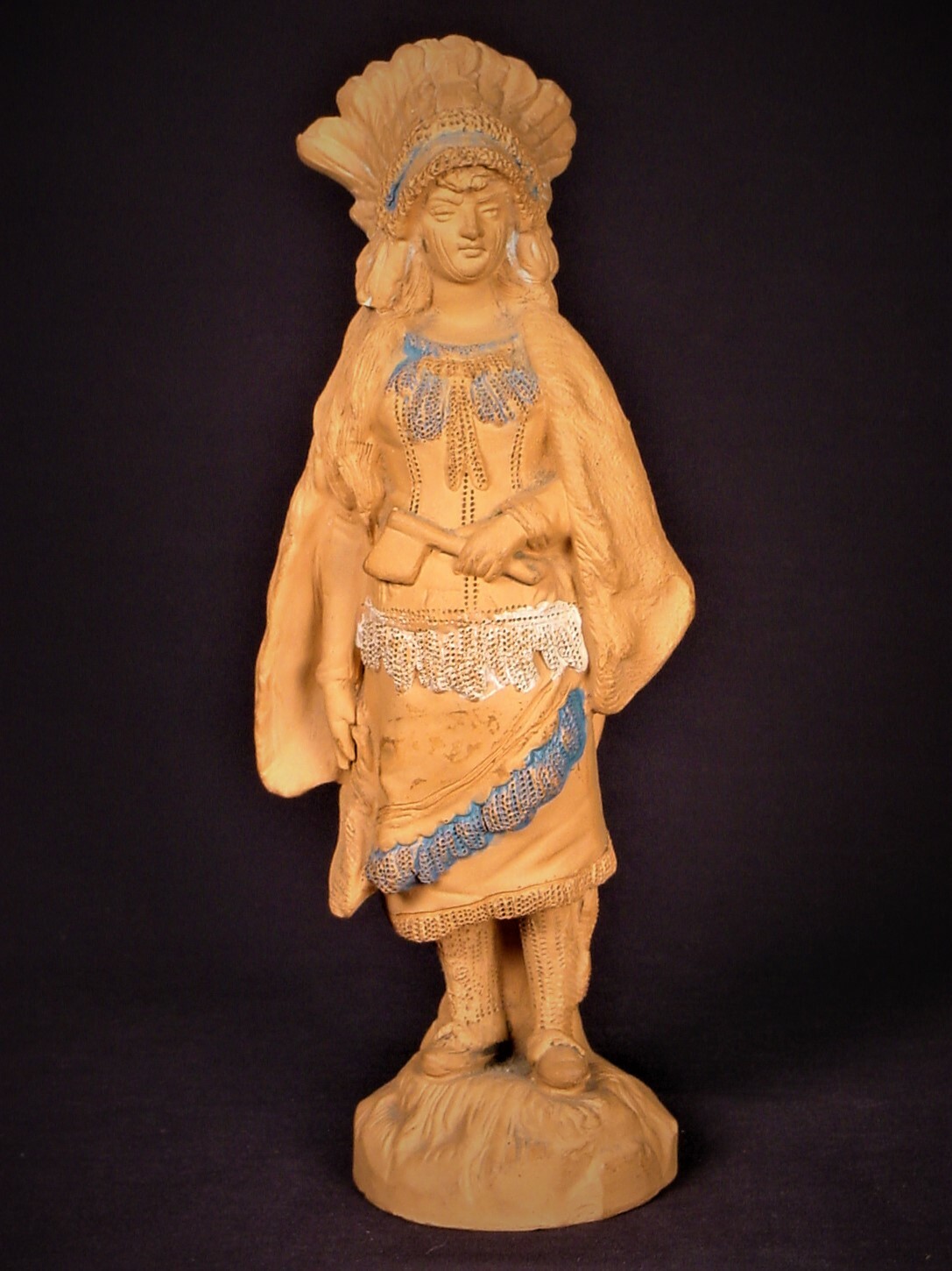 RARE ANTIQUE 1800s SIGNED NATIVE AMERICAN FIGURE 9 ½” YELLOW WARE RED WARE MINT RARE ANTIQUE 1800s SIGNED NATIVE AMERICAN FIGURE 9 ½” YELLOW WARE RED WARE MINT