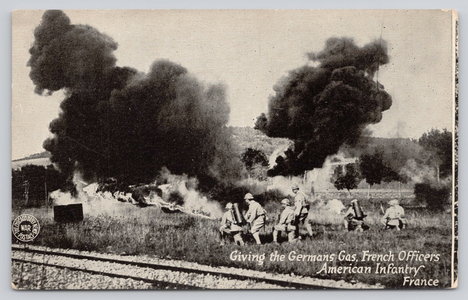 WWI Giving the Germans Gas Chicago Daily News War Postal c1918