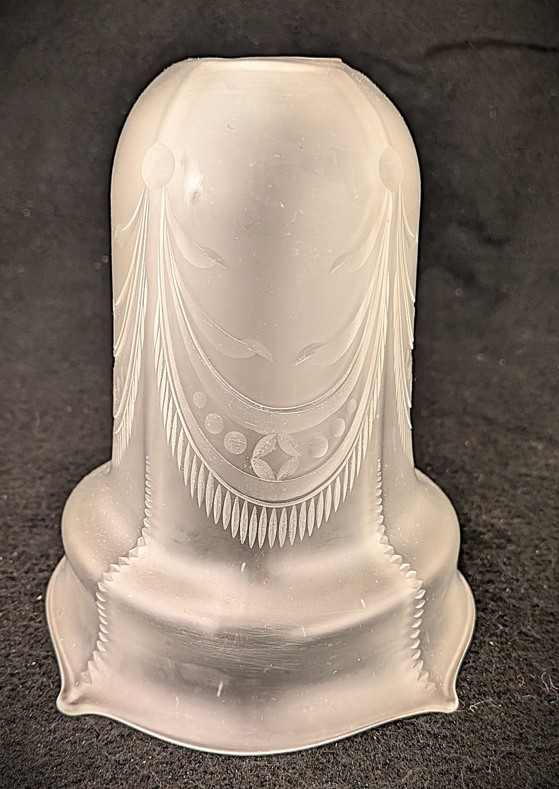 Rare Antique French Ar Deco Cut GlassLamp Shade