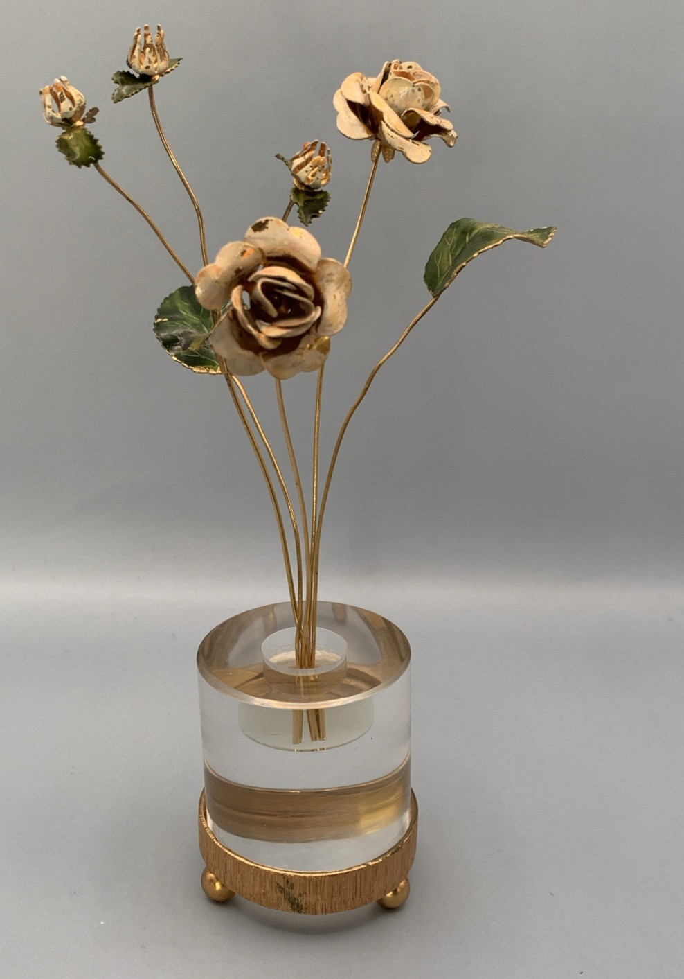 VTG Jane Hutcheson Enameled Flowers w/Lucite Base Gorham Fleurs Des Siecles VTG Jane Hutcheson Enameled Flowers w/Lucite Base Gorham Fleurs Des Siecles