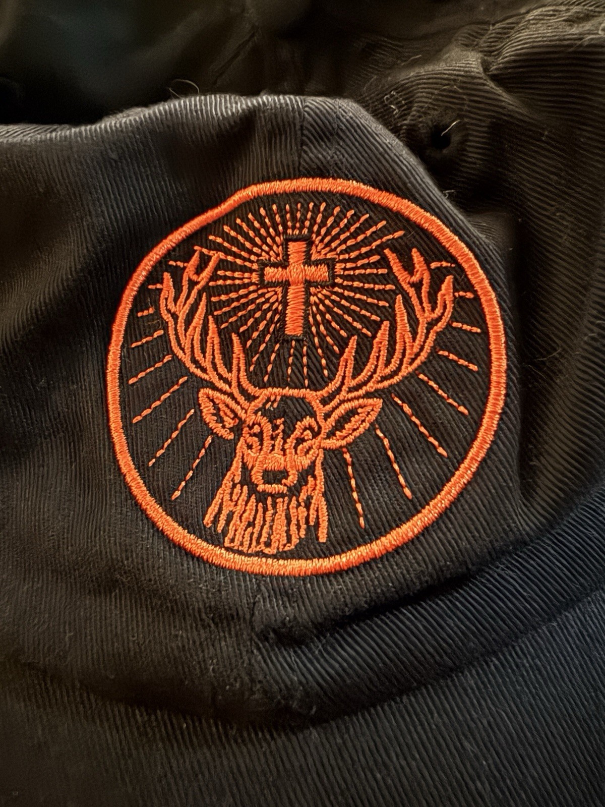 Jagermeister Black Baseball Cap Hat w/ Orange Embroidered Logo Distillery Jagermeister Black Baseball Cap Hat w/ Orange Embroidered Logo Distillery