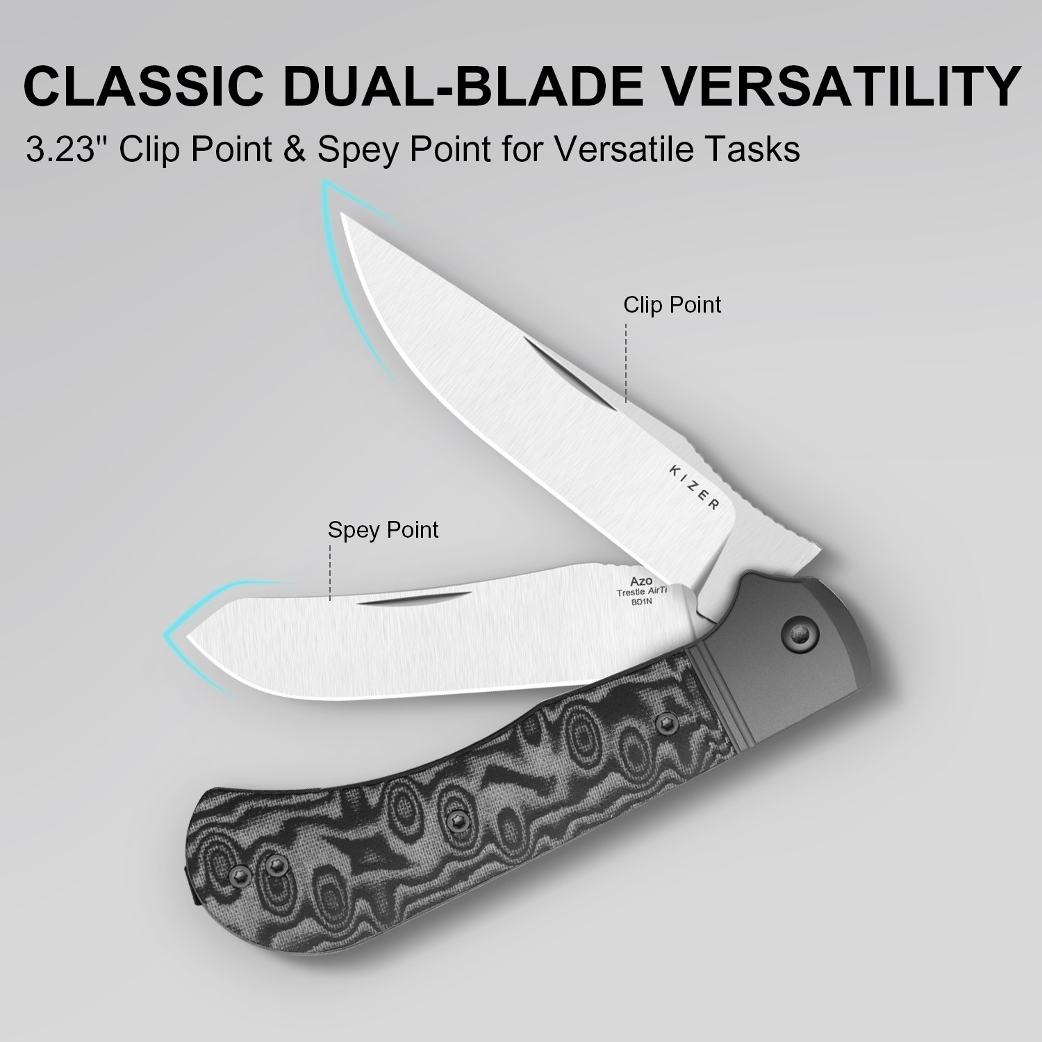 Kizer Trestle TP AirTi  Folding Knife BD1N Blade Aluminum Handle K3761TPA2