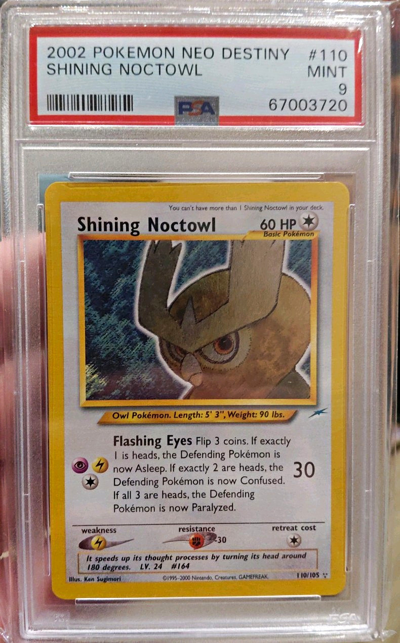 Pokemon Shining Noctowl Neo Destiny Unlimited Holo #110 PSA 9 Mint Pokemon Shining Noctowl Neo Destiny Unlimited Holo #110 PSA 9 Mint