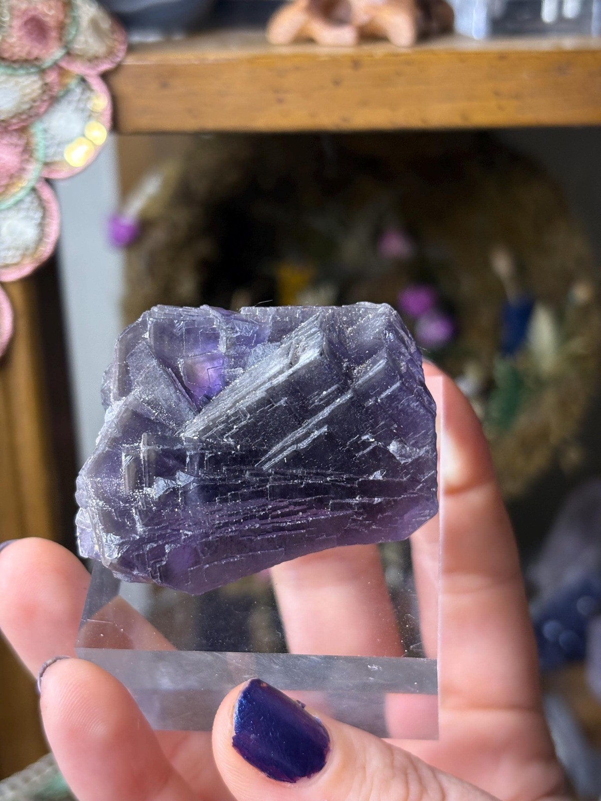 Purple Fluorite Crystal | Natural Cleaved Fluorite Specimen | Deep Violet Purple Fluorite Crystal | Natural Cleaved Fluorite Specimen | Deep Violet