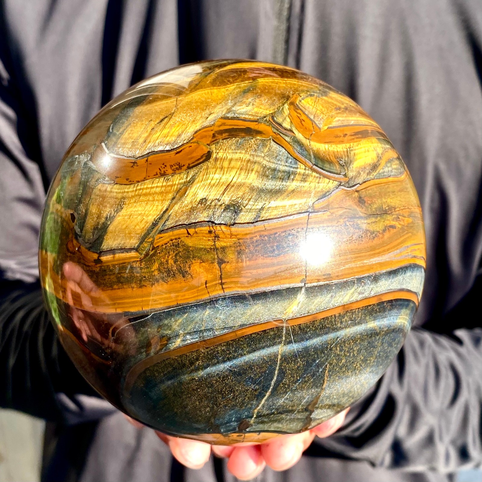 5.48LB Natural Tiger's eye stone quartz Sphere crystal ball rock Healing