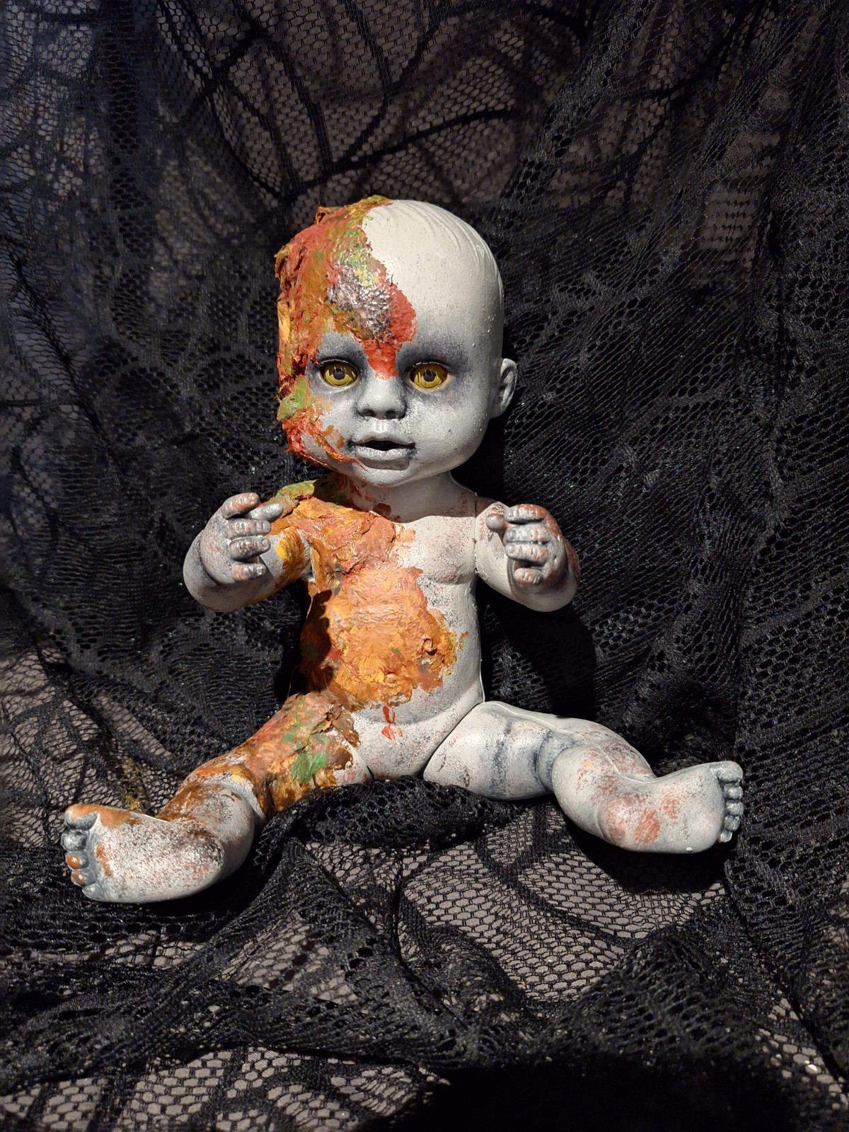 OOAK Creepy Doll Handmade Halloween Prop 9 In Sitting Horror Gore OOAK Creepy Doll Handmade Halloween Prop 9 In Sitting Horror Gore