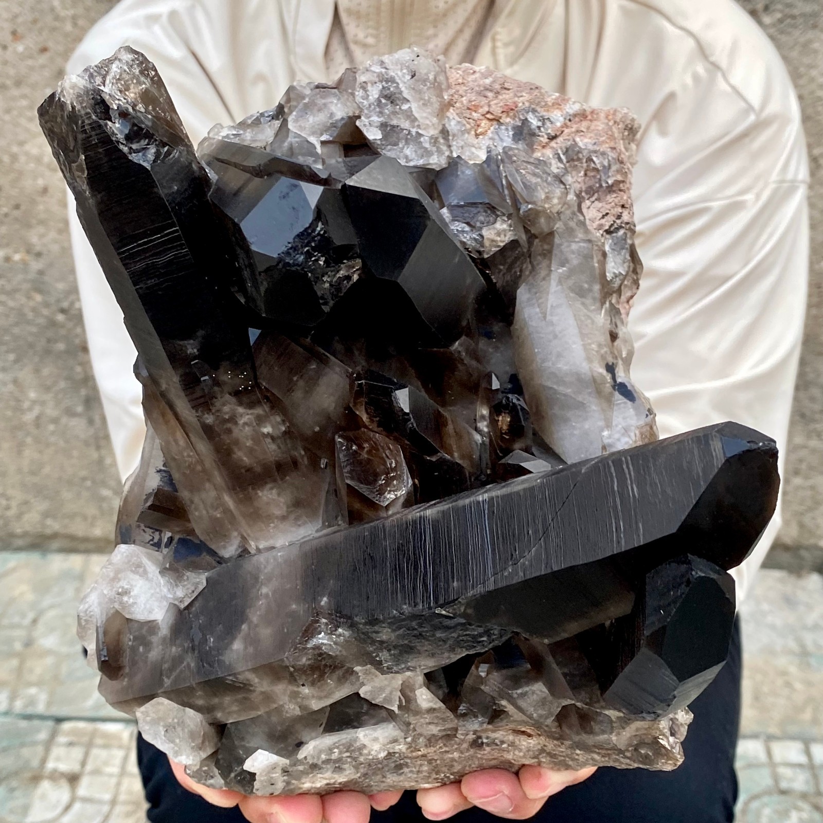 9.92LB Natural Black Smoke Color Quartz Cluster Crystal Specimens Mineral Healin