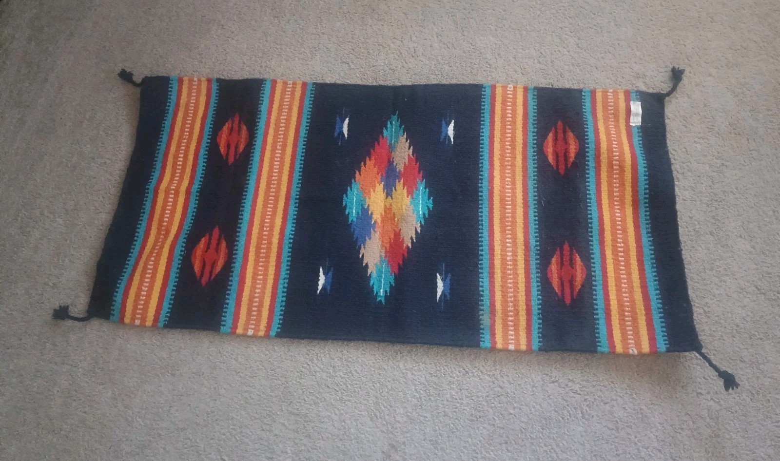 Vintage Large Southwestern Handwoven Rug Made In India Pre-owned 39