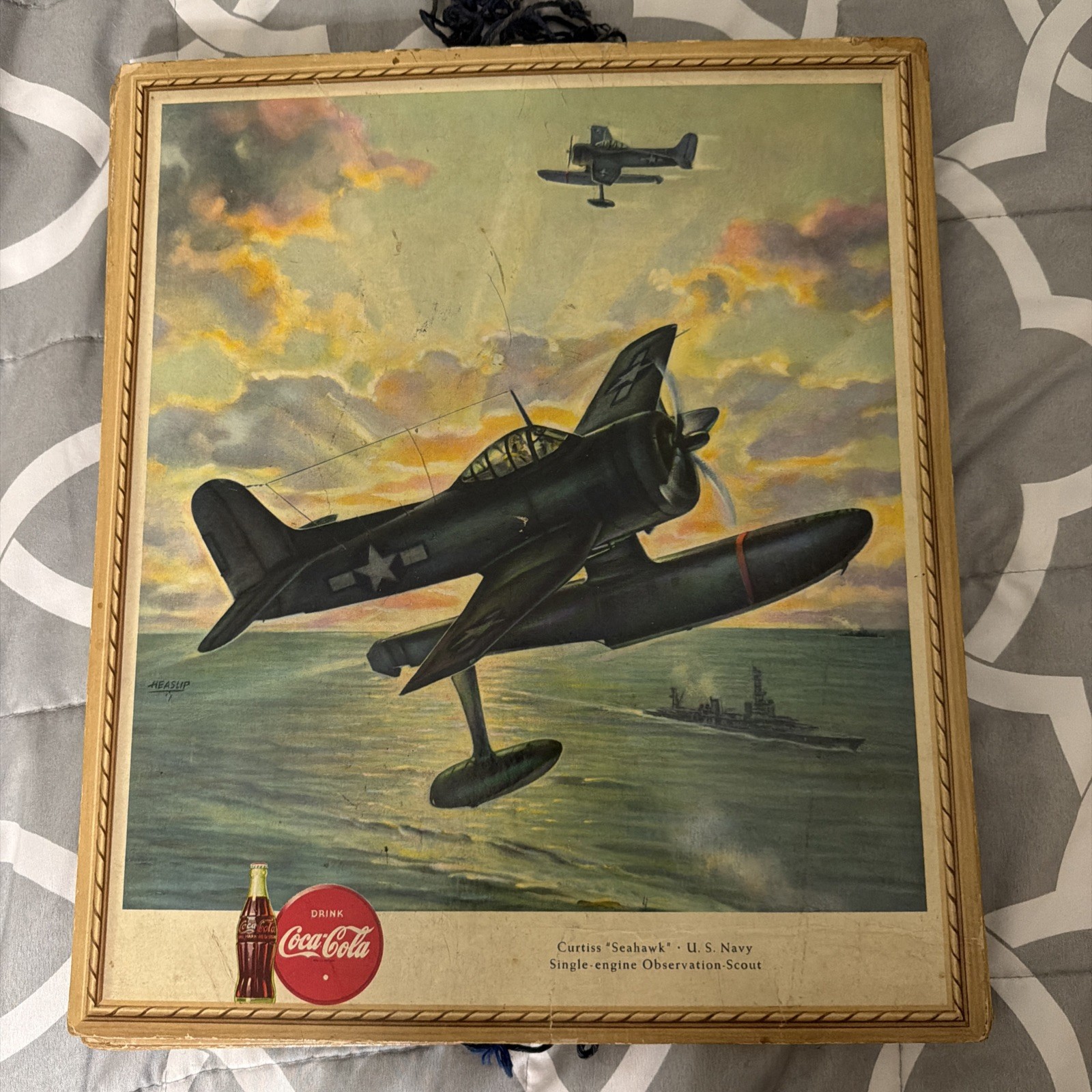 Set Of 12 Vintage 1943 Coca Cola WWII Airplane Lithographic Ads Military Planes