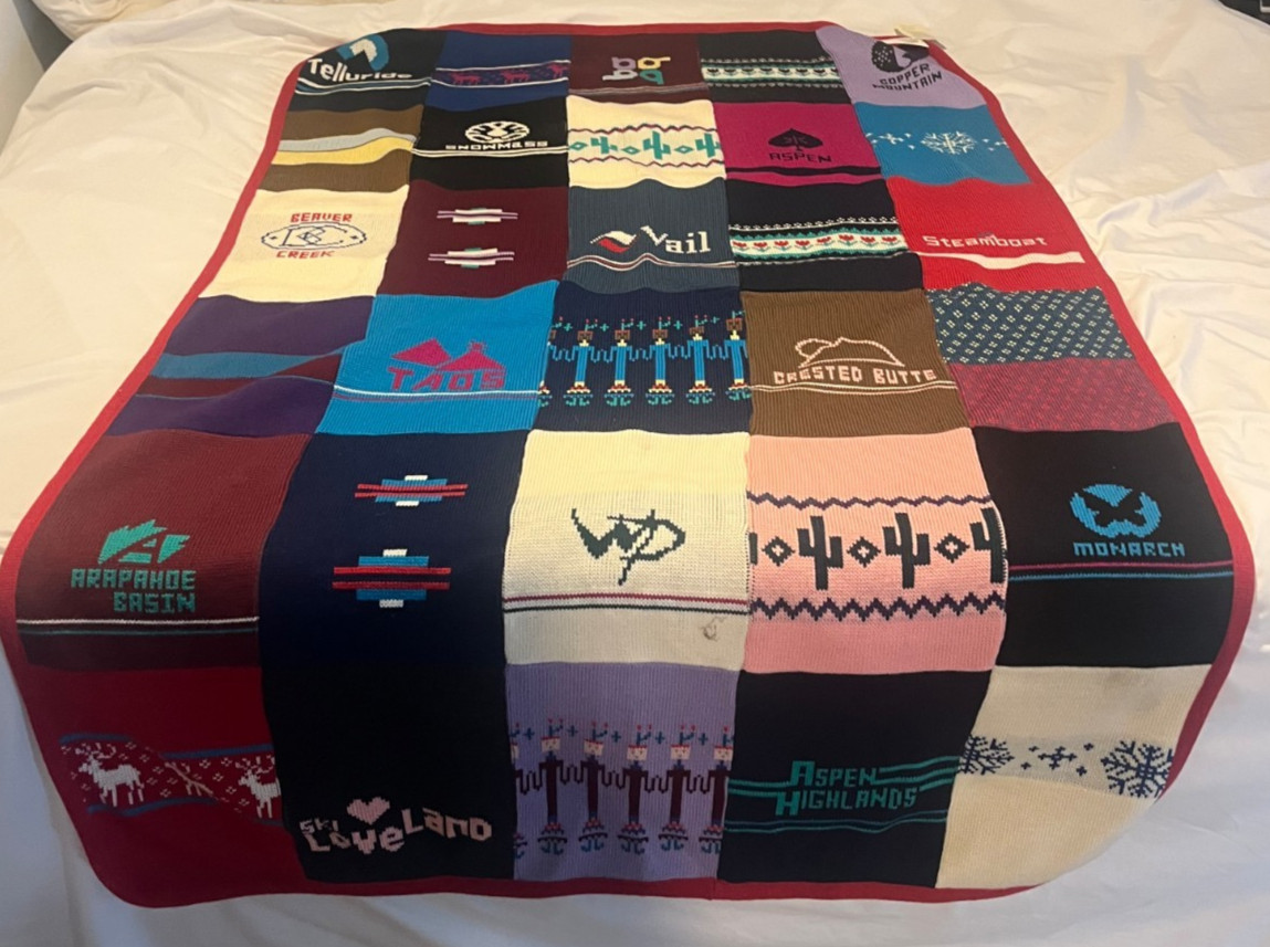 NWT Vintage Ranzell Mills 100% Wool Ski Resort Blanket Patchwork Afghan Randy Ni NWT Vintage Ranzell Mills 100% Wool Ski Resort Blanket Patchwork Afghan Randy Ni