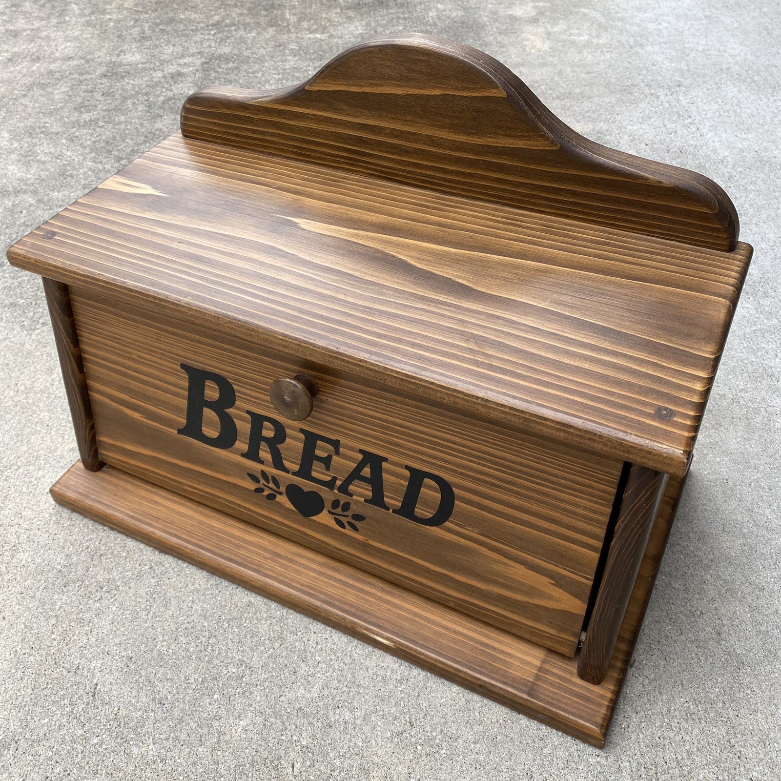 Vintage 80s Large Wood Bread Box W/ Decal - Hinged Door - Granny Cottage Core Vintage 80s Large Wood Bread Box W/ Decal - Hinged Door - Granny Cottage Core