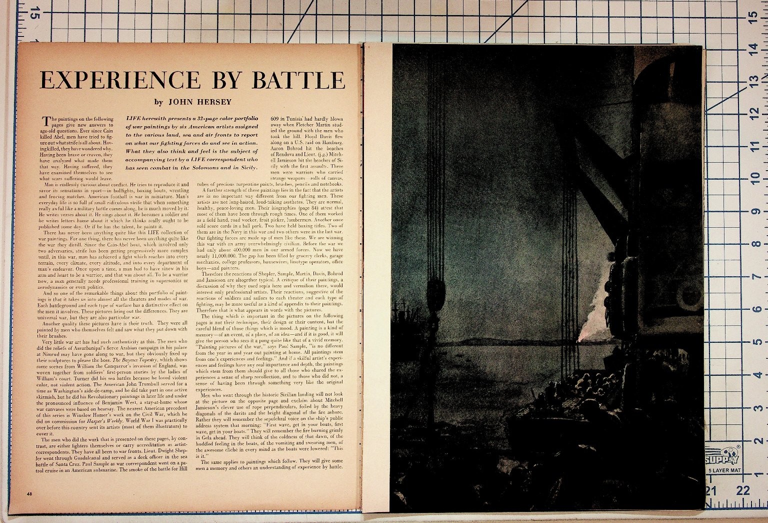 WWII Life Magazine Article Pages War Art John Hersey Submarines Guadalcanal WWII Life Magazine Article Pages War Art John Hersey Submarines Guadalcanal