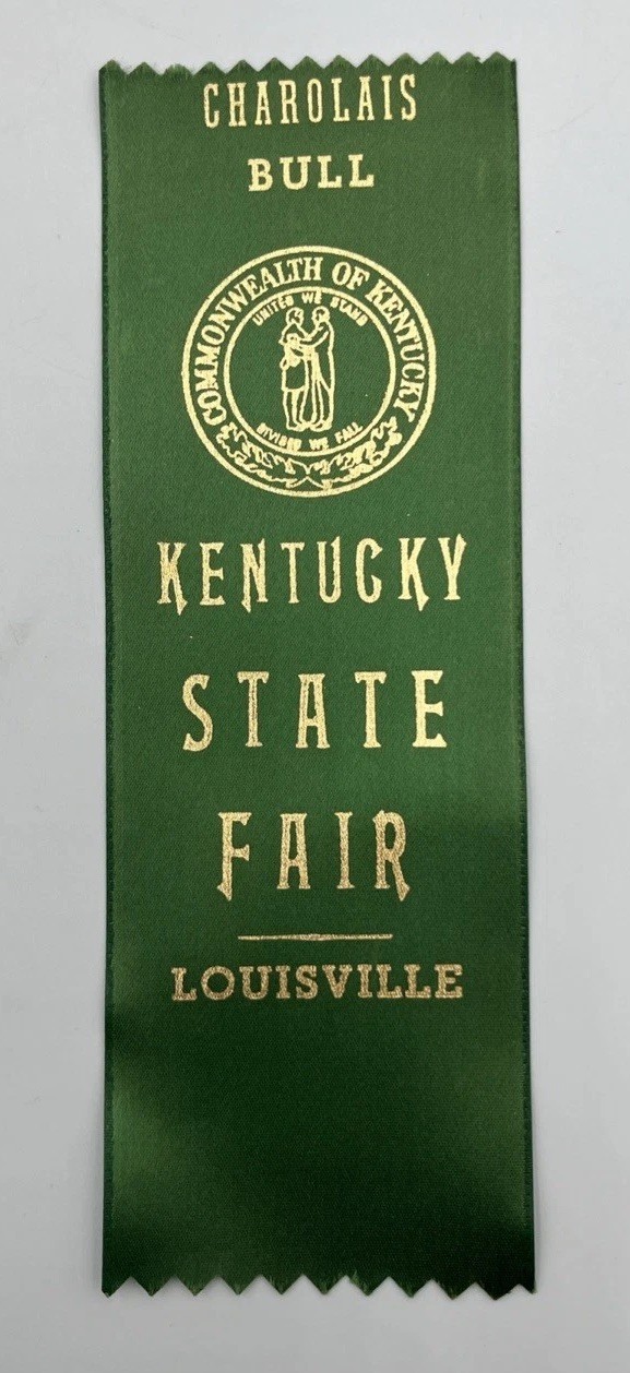 Vintage Kentucky State Fair Louisville Green Ribbon Prize Charolais Bull Cattle Vintage Kentucky State Fair Louisville Green Ribbon Prize Charolais Bull Cattle