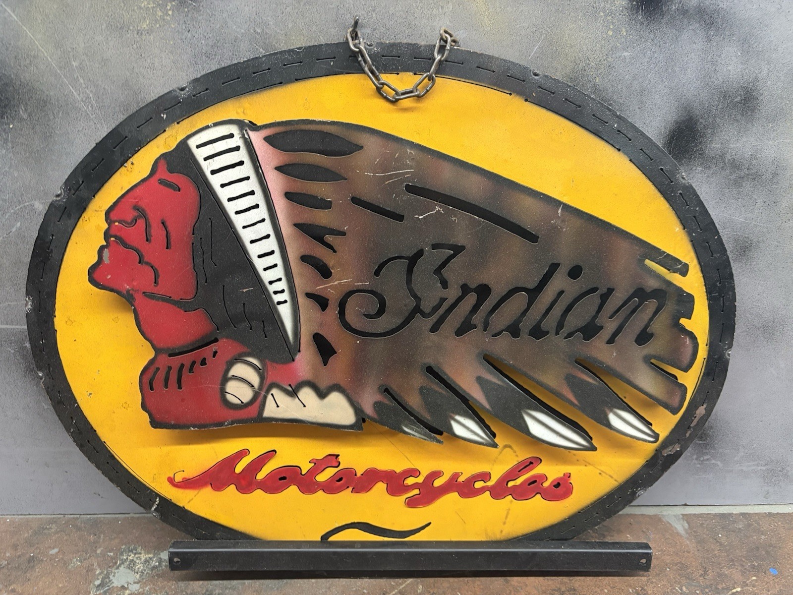 vintage Indian Motorcycle Wall Metal Sign Vintage 25”x20” 3D vintage Indian Motorcycle Wall Metal Sign Vintage 25”x20” 3D