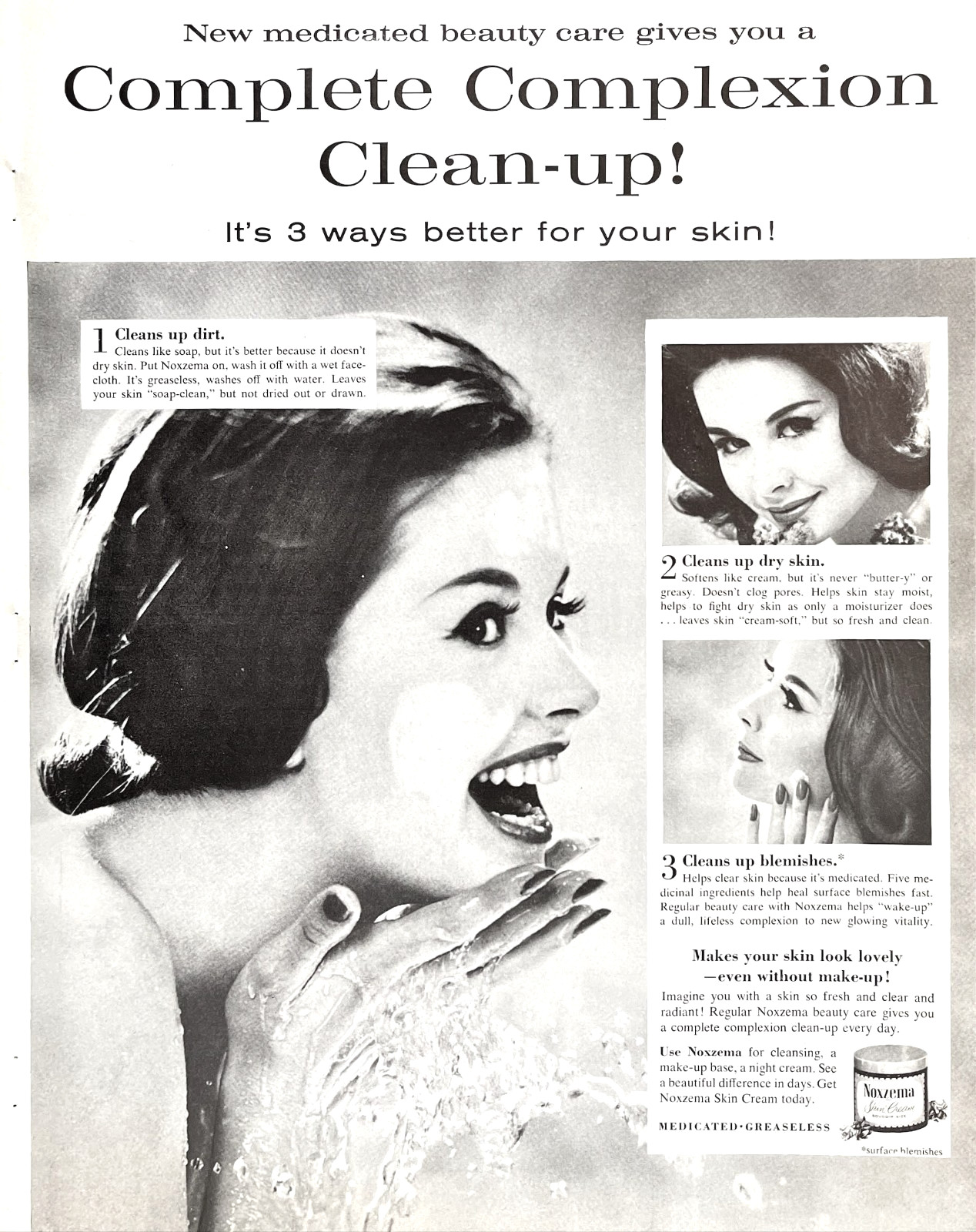Covergirl Clean Makeup By Noxzema Facial Cream Bare Skin Wash Vtg Mag Print Ad Covergirl Clean Makeup By Noxzema Facial Cream Bare Skin Wash Vtg Mag Print Ad