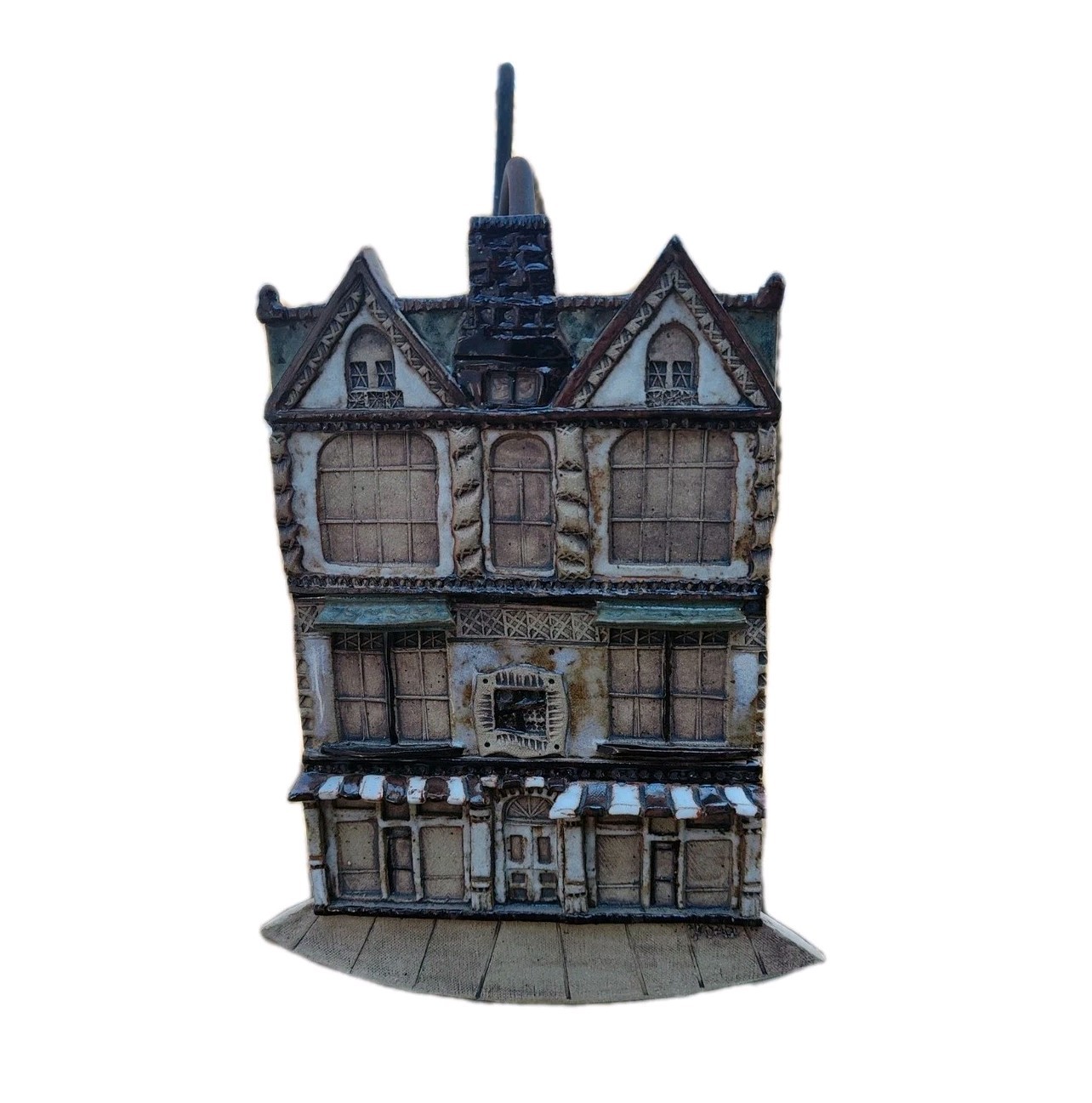 Vintage Ceramic 3D Victorian Style House or Shop Storefront Wall Hanging Plaque Vintage Ceramic 3D Victorian Style House or Shop Storefront Wall Hanging Plaque