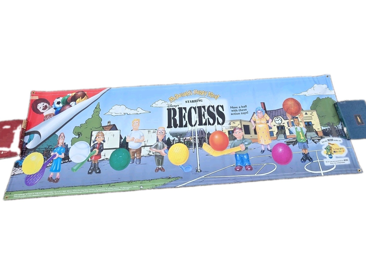 Vintage 1998 McDonald\'s Happy Meal Large Display Banner Sign Disney\'s Recess NOS Vintage 1998 McDonald\'s Happy Meal Large Display Banner Sign Disney\'s Recess NOS