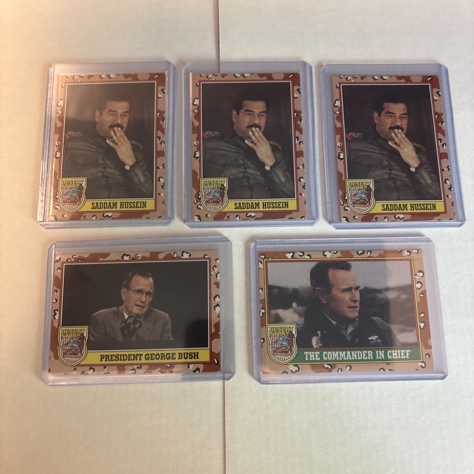 3 1991 Topps Desert Storm #189 Saddam Hussein Mint Rookie Card RC Iraq + 2 Bush 3 1991 Topps Desert Storm #189 Saddam Hussein Mint Rookie Card RC Iraq + 2 Bush