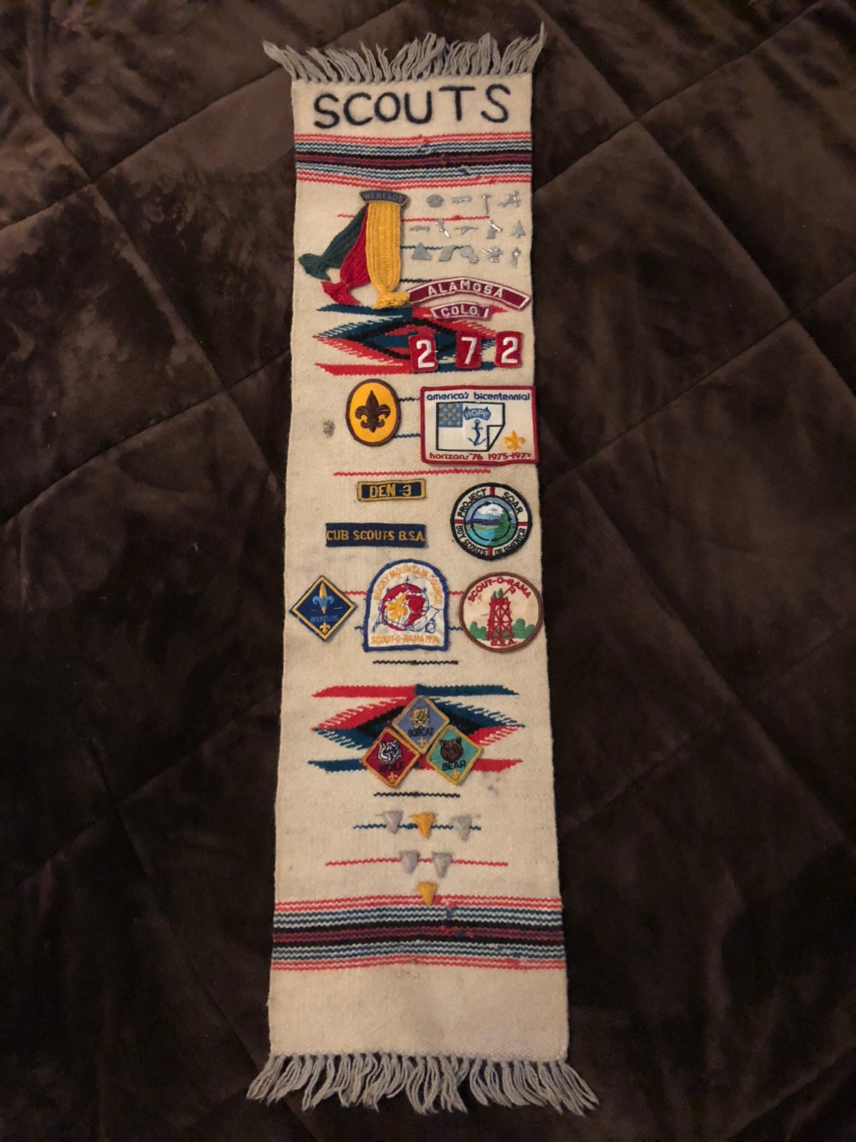 Vintage BSA Boy Scouts of America Native Indian Wool Tapestry Rug Display
