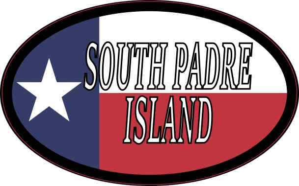 4x2.5 Oval Texan Flag South Padre Island Sticker Car Truck Vehicle Bumper Decal