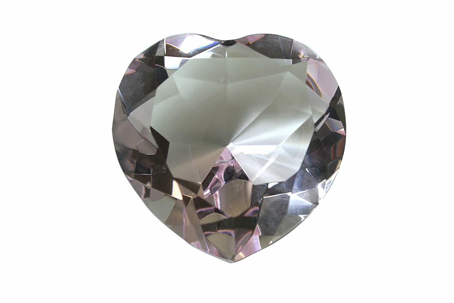 Tripact Lavender Crystal Diamond Heart Shaped Jewel Paperweight 80mm Diameter Tripact Lavender Crystal Diamond Heart Shaped Jewel Paperweight 80mm Diameter