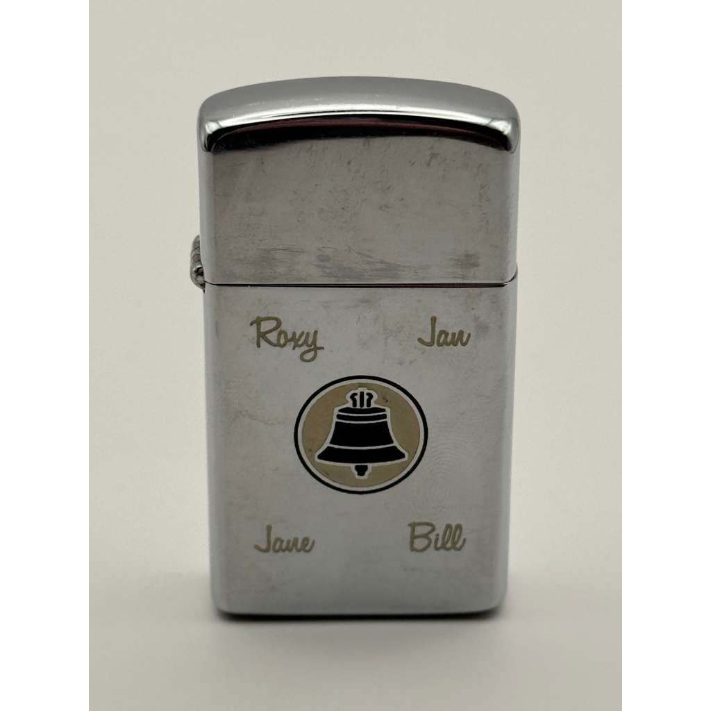 Vintage 1962 Zippo Slim Bell Telephone Logo Personalized Chrome Lighter USA Used Vintage 1962 Zippo Slim Bell Telephone Logo Personalized Chrome Lighter USA Used