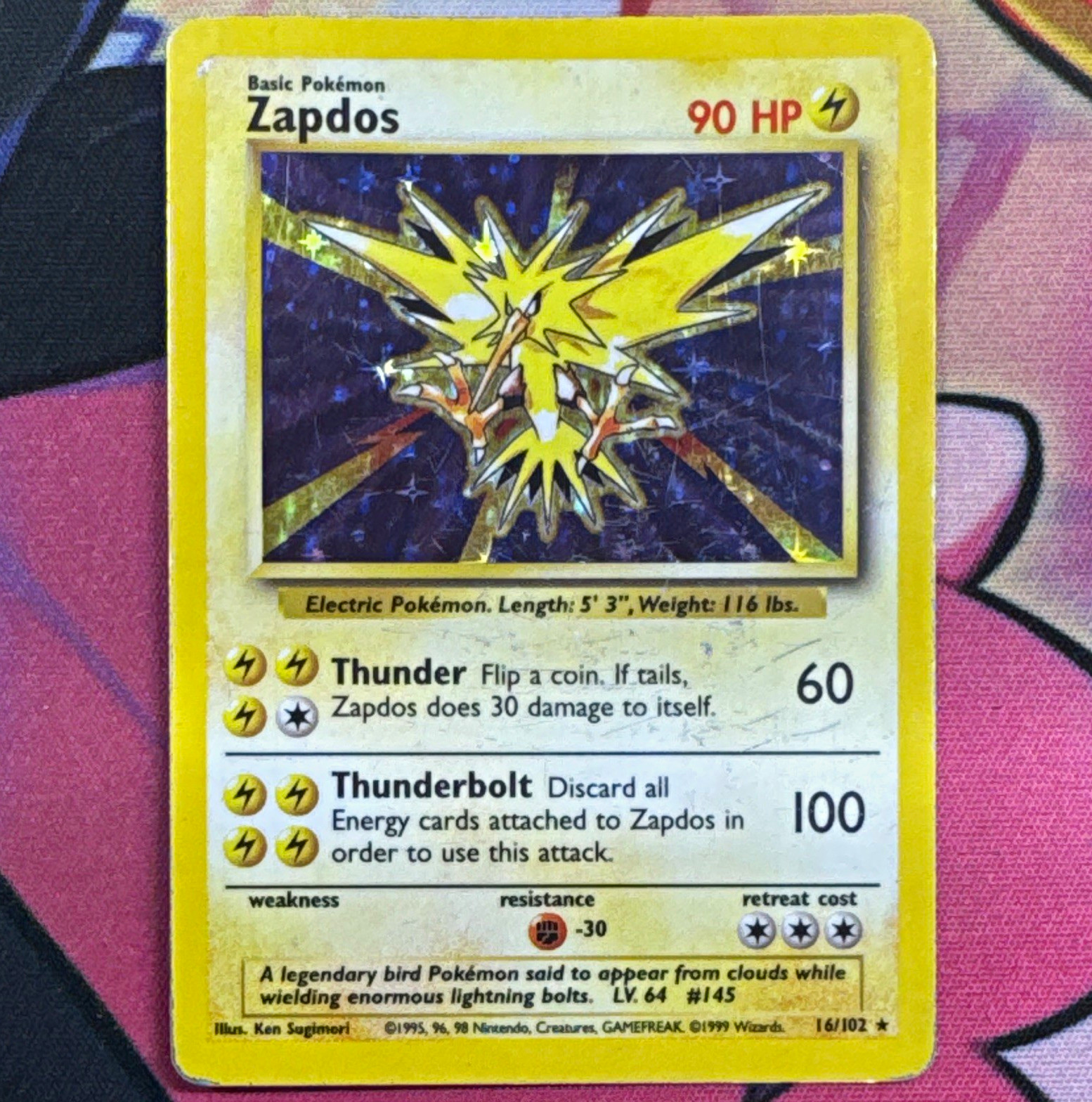 Pokémon Zapdos 16/102 Holo Base Set Pokémon Zapdos 16/102 Holo Base Set