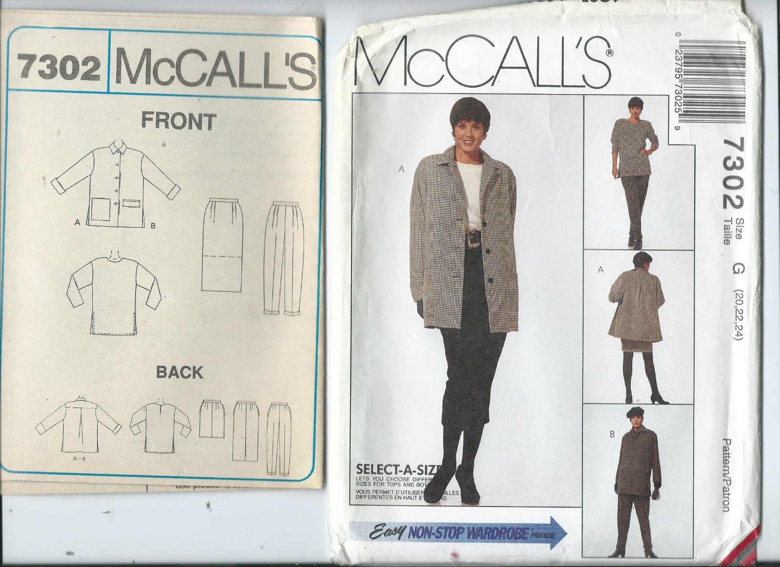 M 7302 sewing pattern Stylish JACKET TUNIC PANTS SKIRT sew UNCUT sizes 20,22,24 M 7302 sewing pattern Stylish JACKET TUNIC PANTS SKIRT sew UNCUT sizes 20,22,24