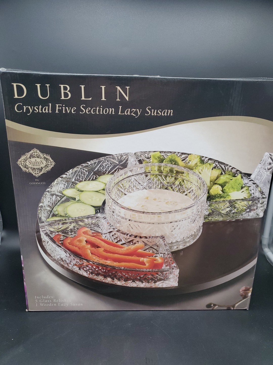 Dublin Crystal Five Section Lazy Susan Shannon Crystal By Godinger New Dublin Crystal Five Section Lazy Susan Shannon Crystal By Godinger New