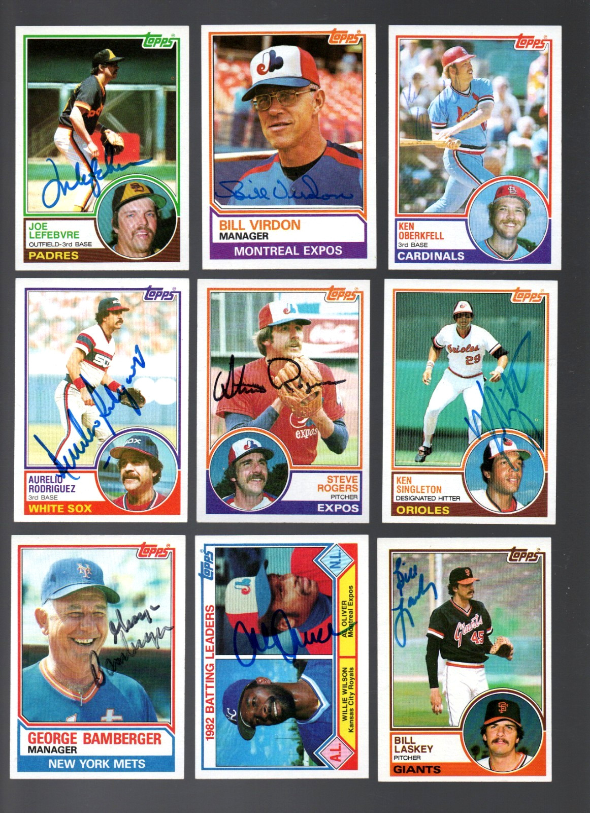 Lot of (18) 1983 Topps Signed Autographed Cards ( IN PERSON) W/COA Lot of (18) 1983 Topps Signed Autographed Cards ( IN PERSON) W/COA