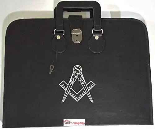 Masonic Regalia Square Compass Apron & Chain Collar Case Deluxe Set Freemason
